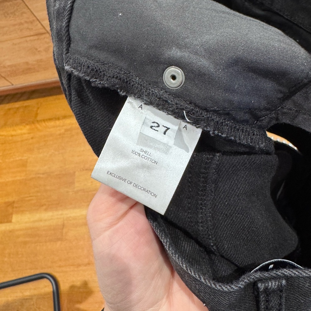 Black Wide-Leg Area Jeans with Stone Detailing - Picture 6 of 6